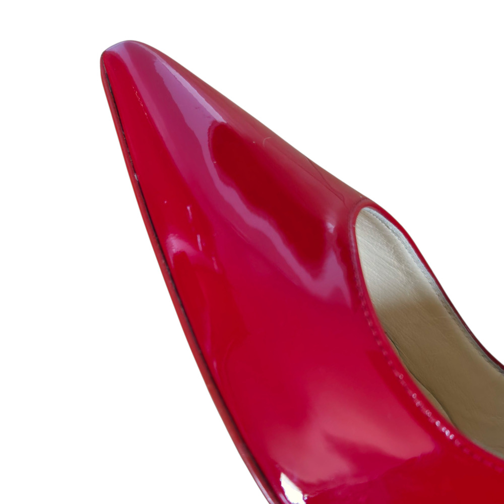 Christian Louboutin Patent Leather Pointed-Toe Stiletto Pumps in Red - Picture 9 of 15